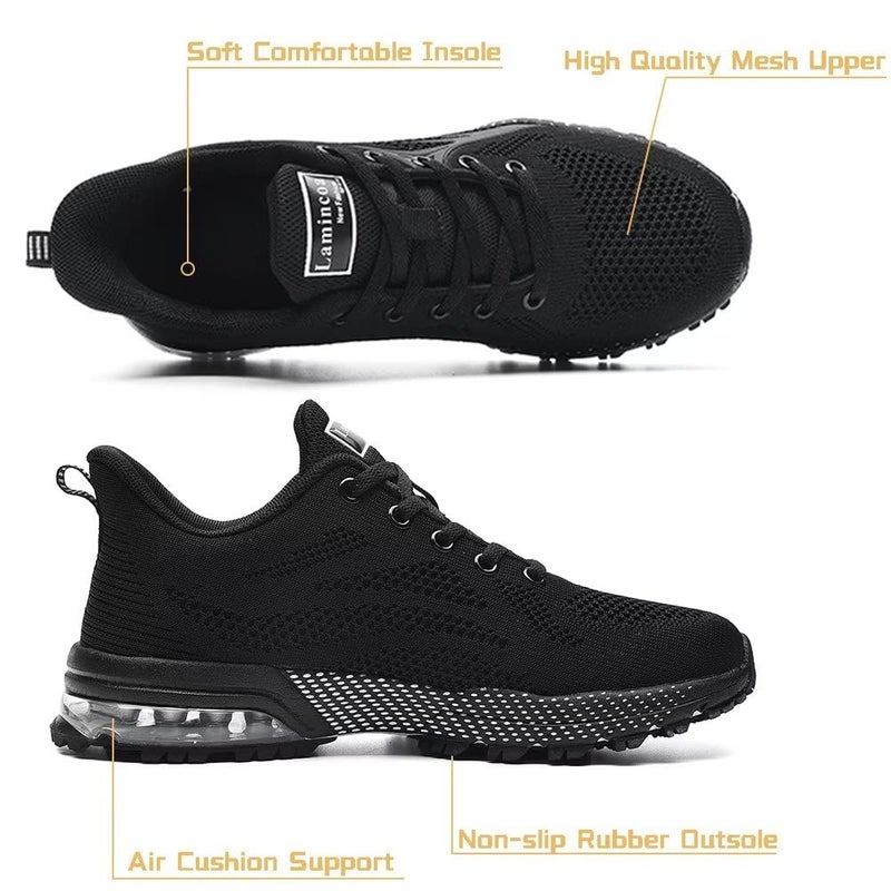 Lamincoa Womens Running Shoes Athletic Women Sneakers Non Slip Womens Tennis Shoes Black - Image 2